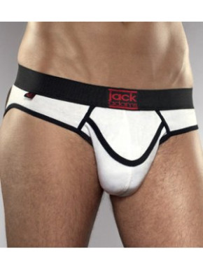 Jackadams Army Fly Jock Brief White Black 